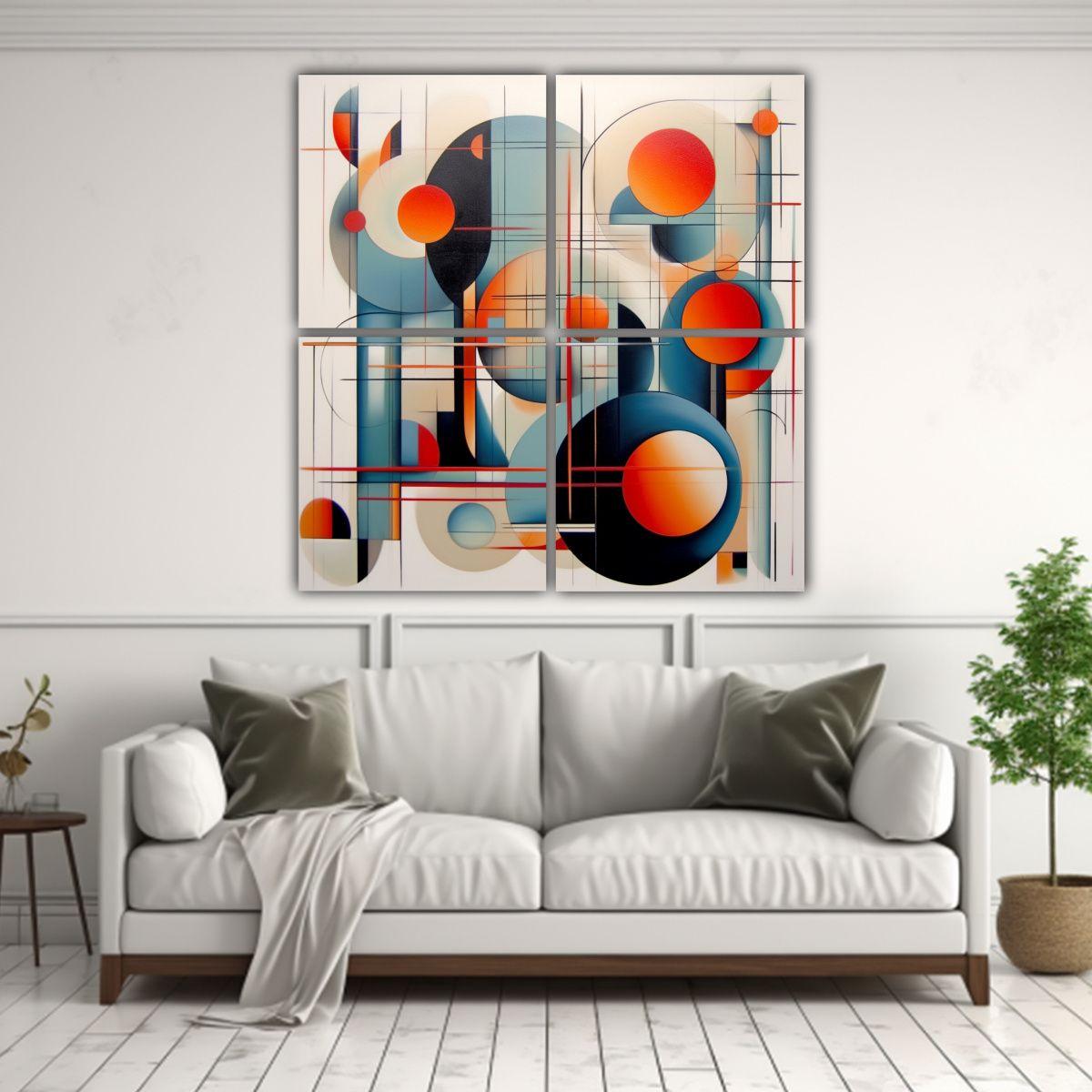 Cuatro Pinturas Decorativas Vintage En Bastidor 60x60 Cm-2