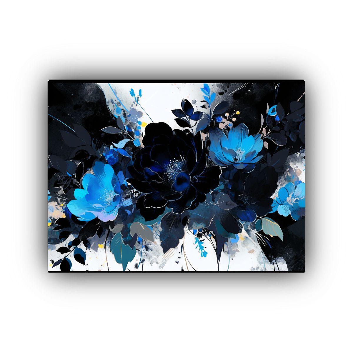 Lienzo De Tela Colorido En Negro Y Azul Estilo Neonoir 40x30cm-0