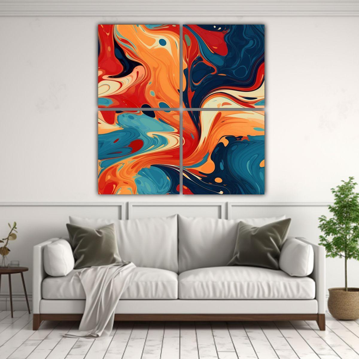 Mural Abstracto Espectacular Con 4 Composiciones 160x160 Cm-2