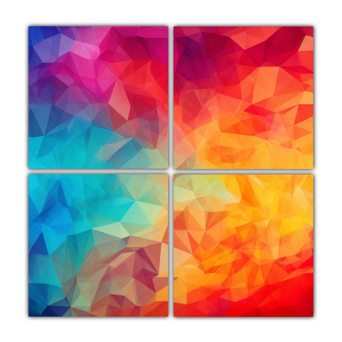 Cuatro Cuadros Tela Sublimada Estético Colores 180x180 Cm-0