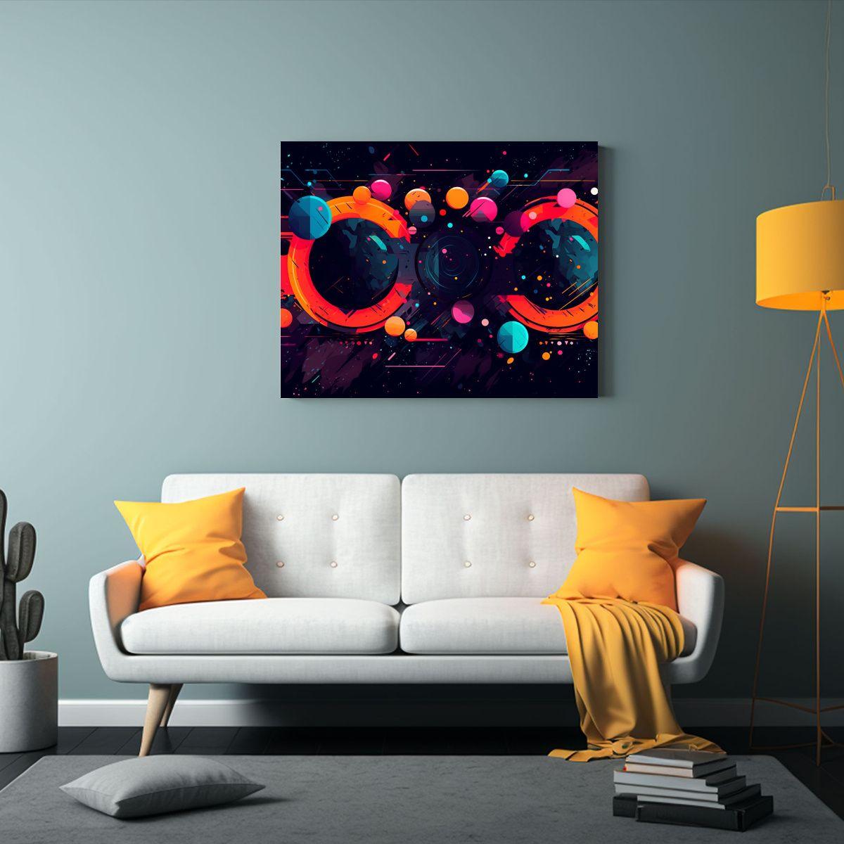 Lienzo Vintage Abstracto Galaxia Arte Plano Colorido Pop Cut 90x60cm-2