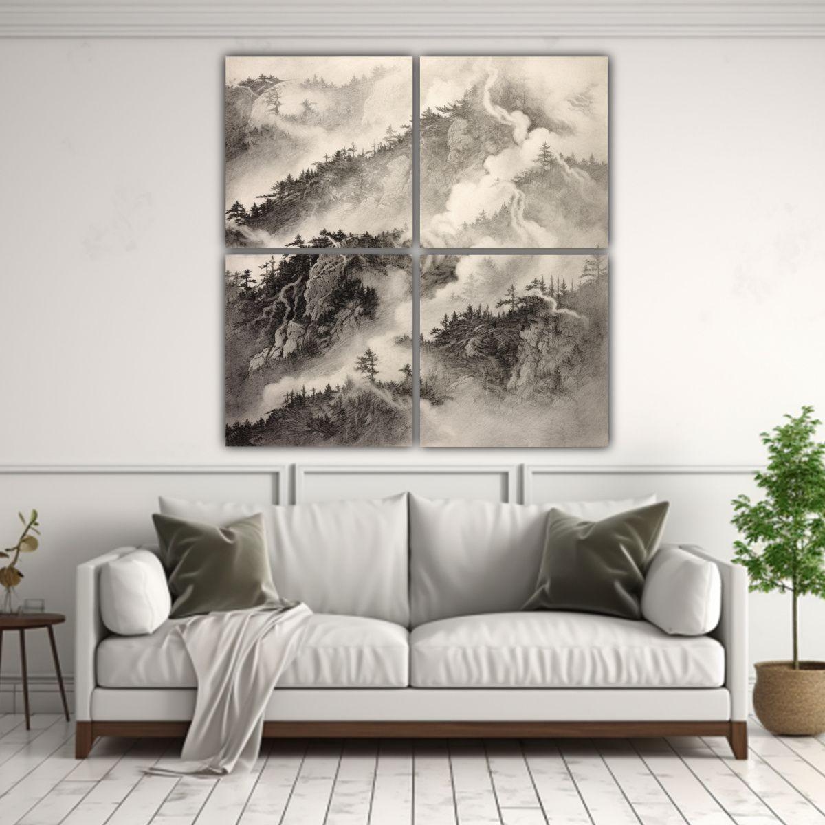 Cuadro Urbano Tela Moderno Con Bruma Diagonal 140x140 Cm-2