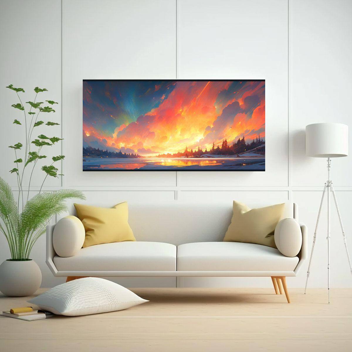 Pintura Abstracta Equilibrio Visual Luces Del Nort 80x40cm-2