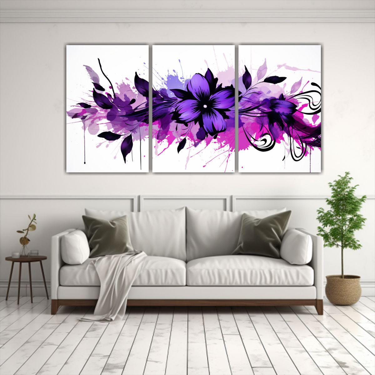 Pinturas Decorativas De Tres Telas En Bastidor, 240x120 Cm-2