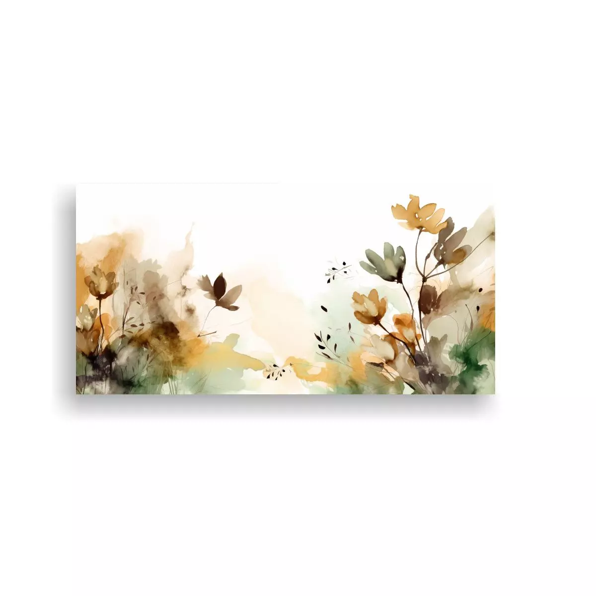 Cuadro Abstracto Floral Verde Marrón Textura 120x60cm-0