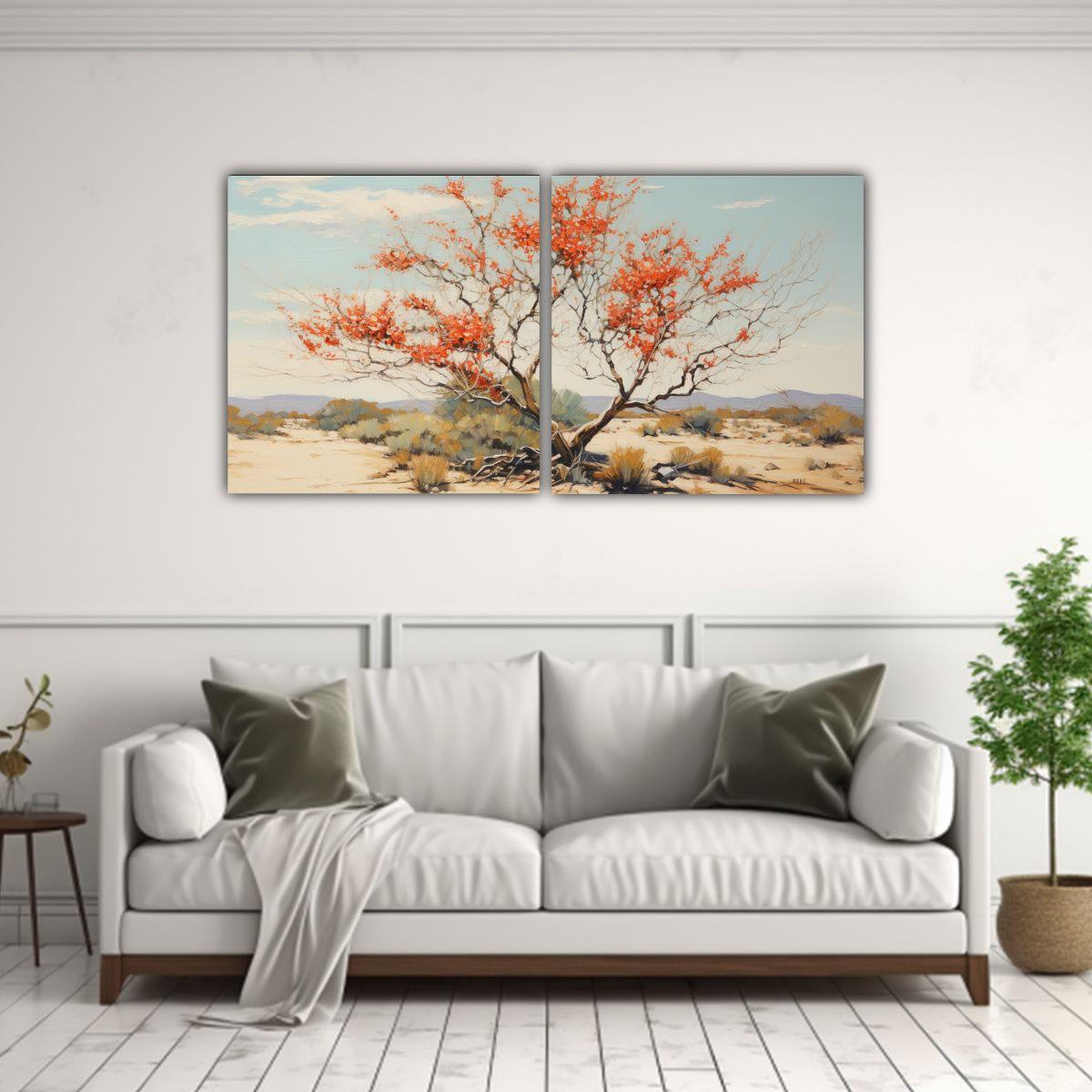 Arte Pared Moderno Esquema Ocotillo Árbol 40x20 Cm-2