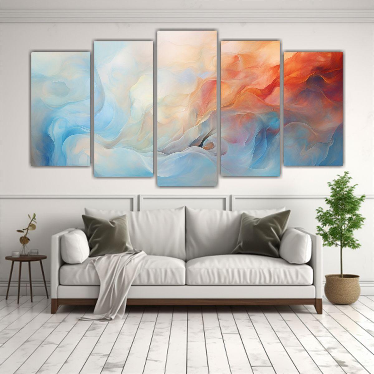Pinturas Decorativas Abstractas: Cinco Telas De 200x100 Cm-2
