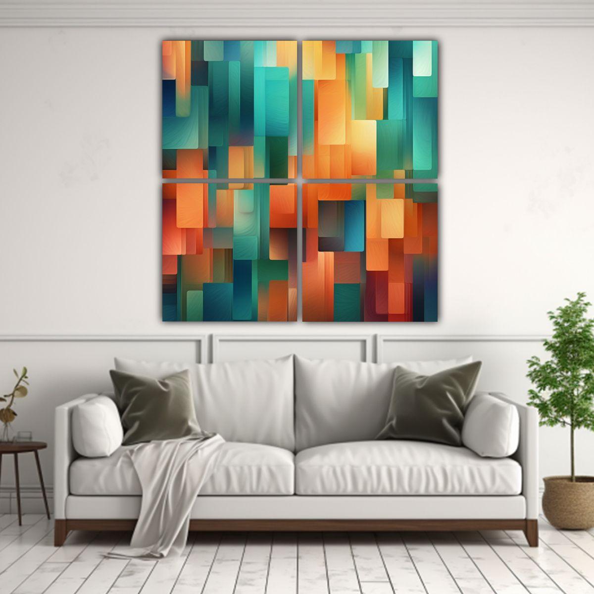 Pinturas Decorativas Abstractas En Tela Sublimada 140x140 Cm-2