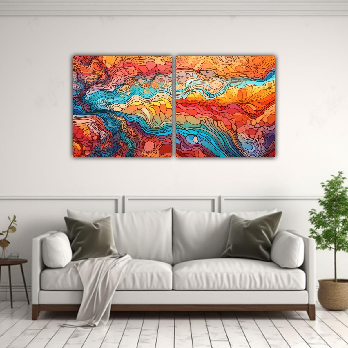 Pinturas Decorativas Estilo Topo Con Líneas 120x60 Cm-2