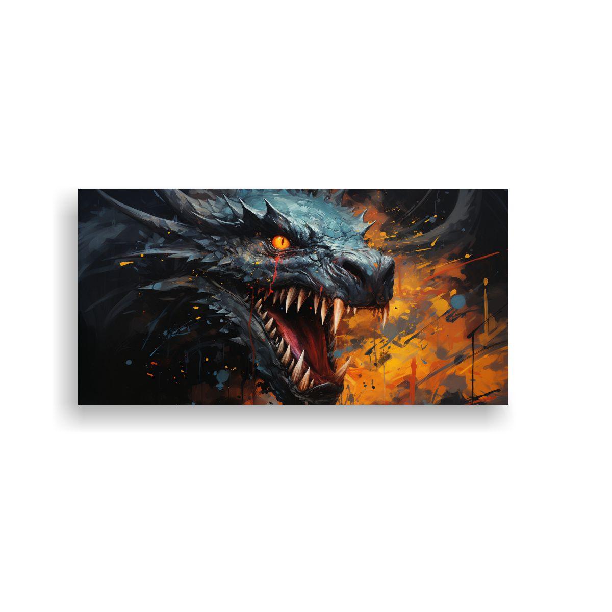 Cuadro Artístico: Dragón En Colores Vibrantes Y  160x80cm-0