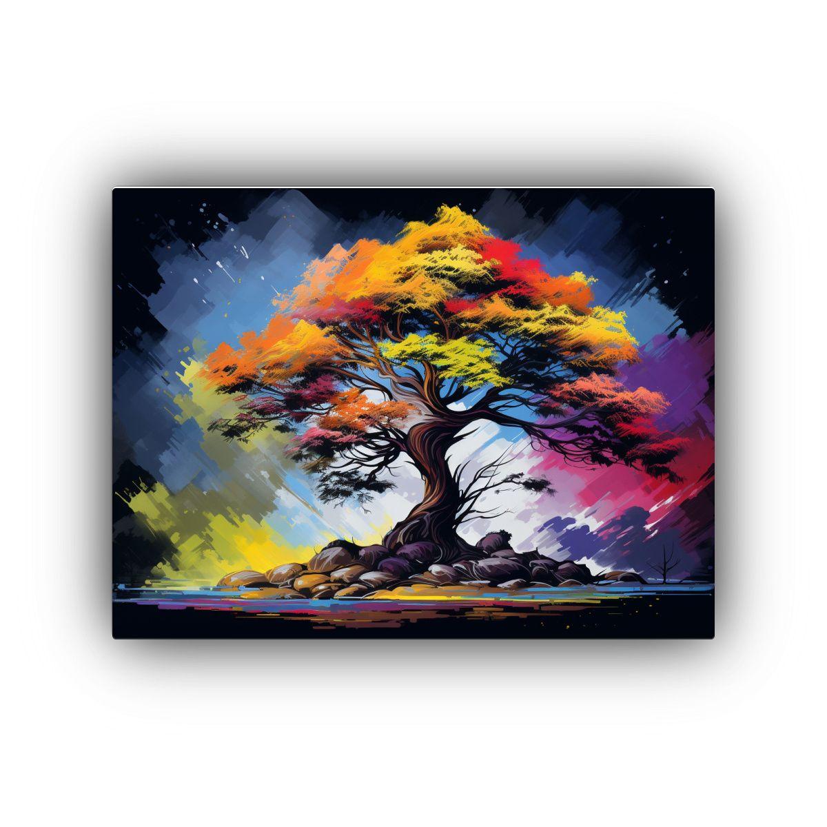 Cuadro De Pino Escocés En Colores Arcoíris Atmosfera Neono 50x40cm-0
