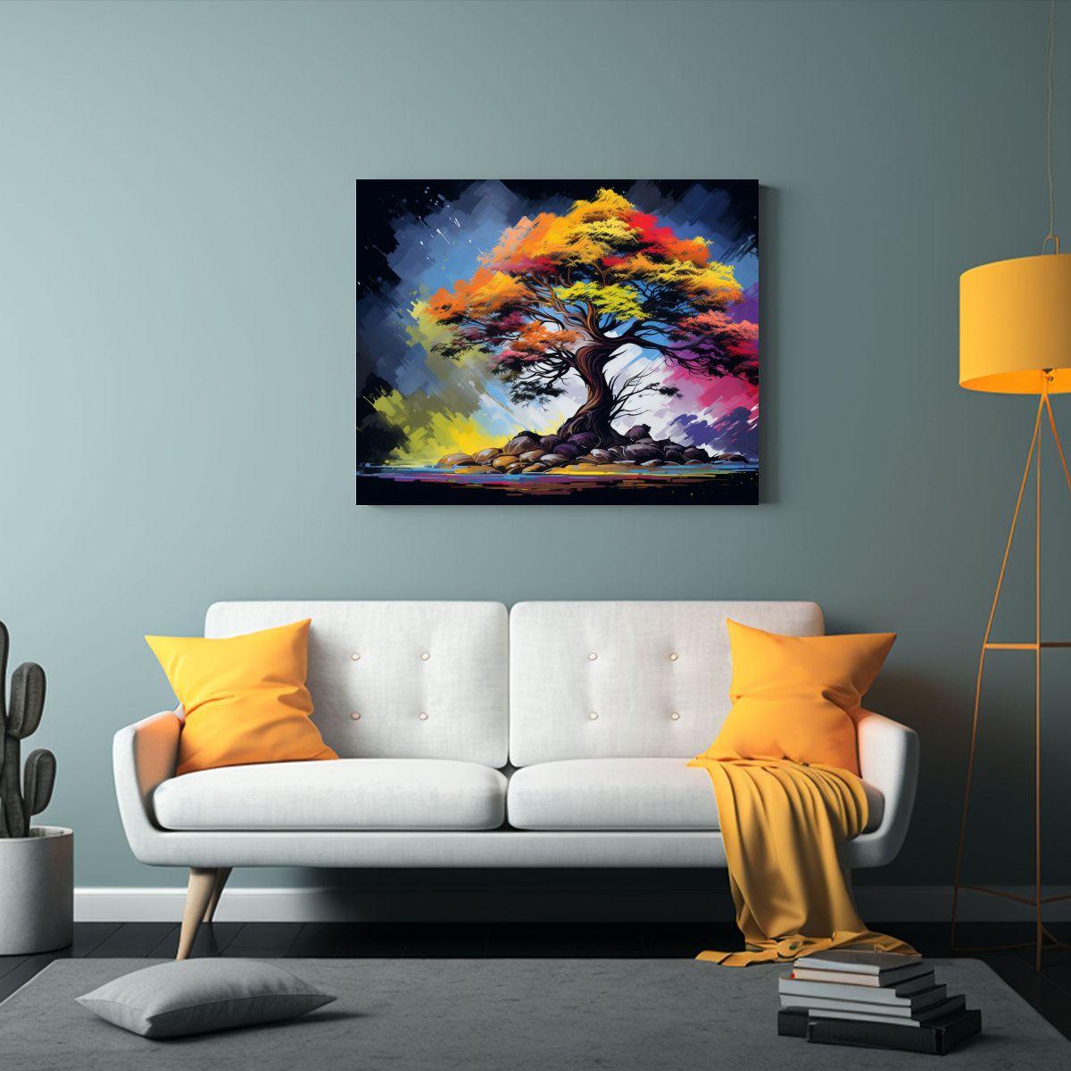 Cuadro De Pino Escocés En Colores Arcoíris Atmosfera Neono 50x40cm-2