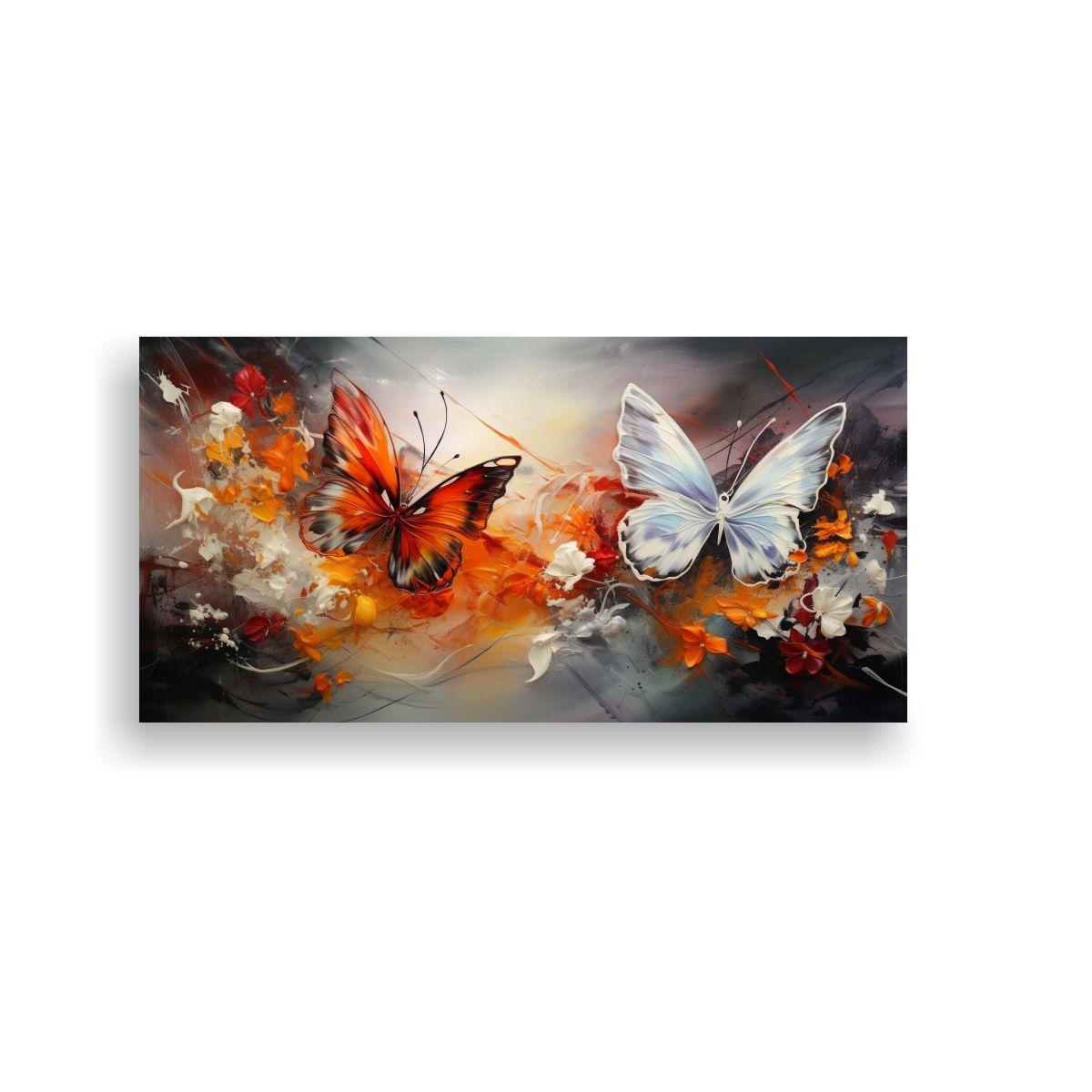 Pintura Lienzo Mariposas Abstractas: Minimalismo 40x20cm-0