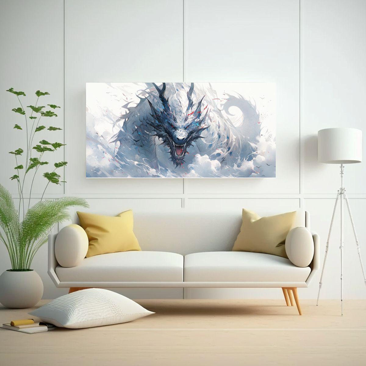 Cuadro Fotografía Textura Dragón Acuarelas Y Bla 140x70cm-2