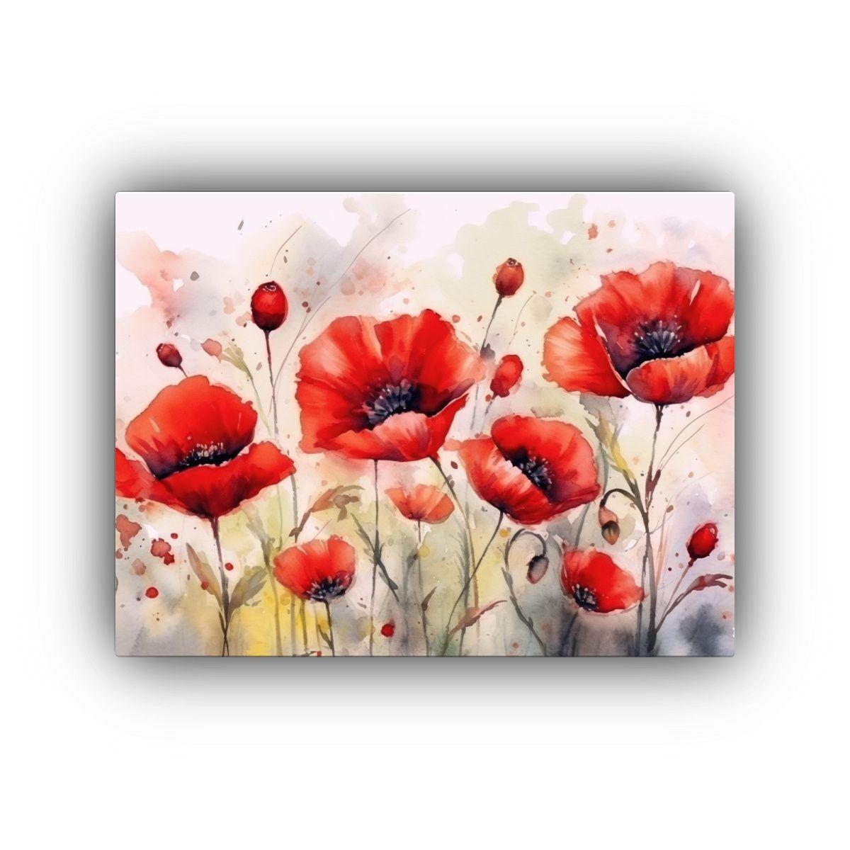 Cuadro Decorativo Watercolor Amapolas Enmarcado 30x20cm-0