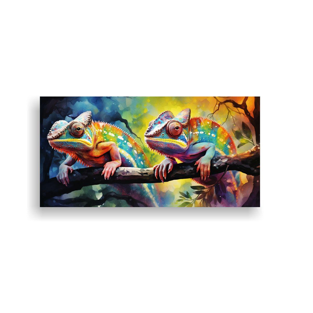 Cuadro Único Chameleons Acuarela Colorida 40x20 Cm-0
