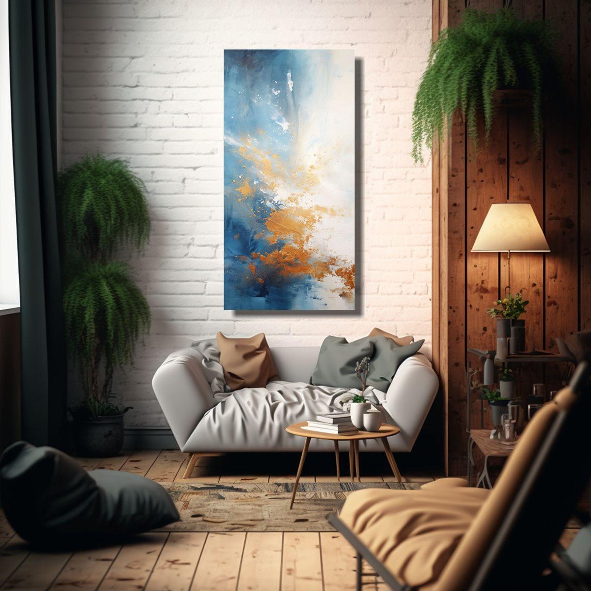 Pinturas Abstractas Modernas En Blanco Y Dorado 80x160cm-2
