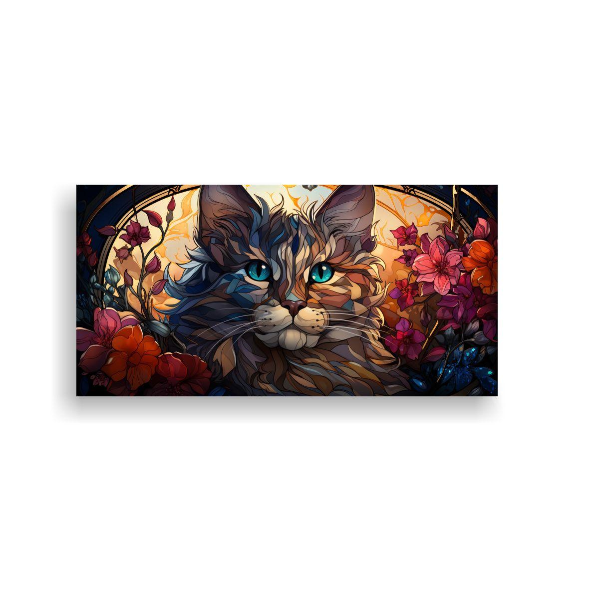 Pintura De Pared Impresa: Gato Sonriente De 140x70cm-0