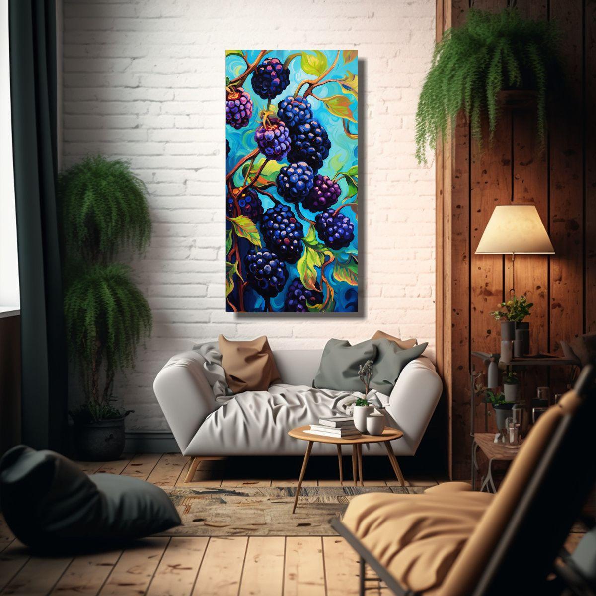 Cuadro Conceptual Estrellada De Fruta De Moras 30x60cm-2
