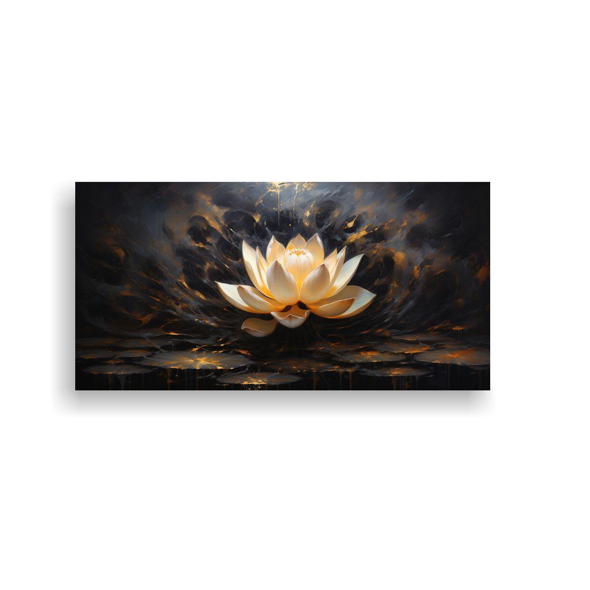 Arte Calidos: Pintura En Lienzo Estilo Loto Negro 140x70cm-0