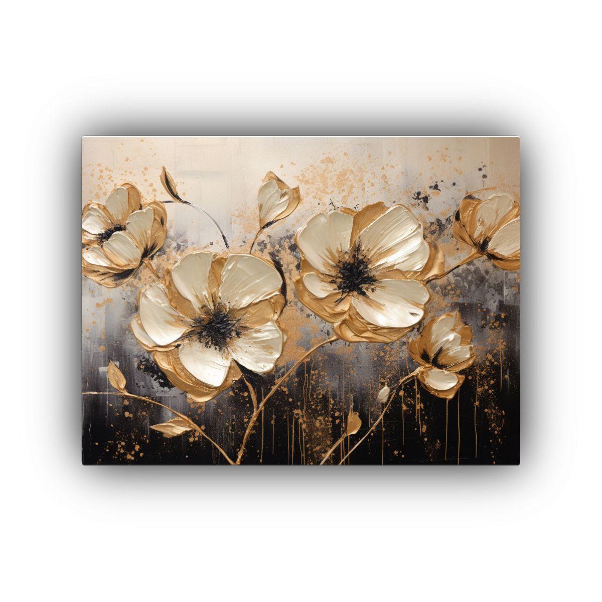 Lienzo De Tela Diseño Temática En Colores Oro Y Negro Con  50x40cm-0