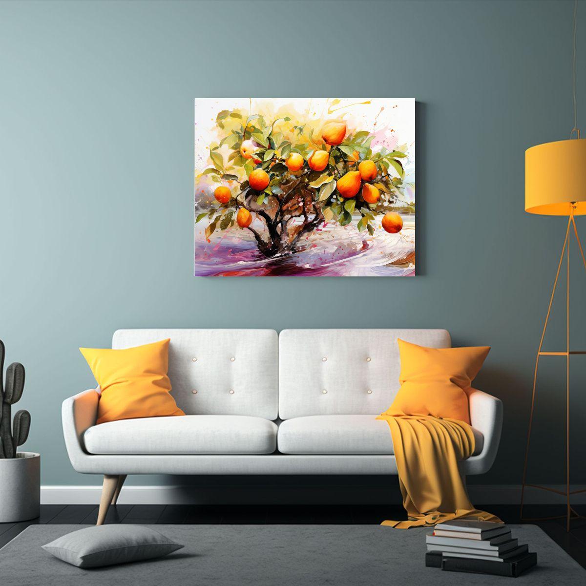 Pintura Abstracta De Colores Naranja Y Rosa En Bastidor Hori 120x80cm-2