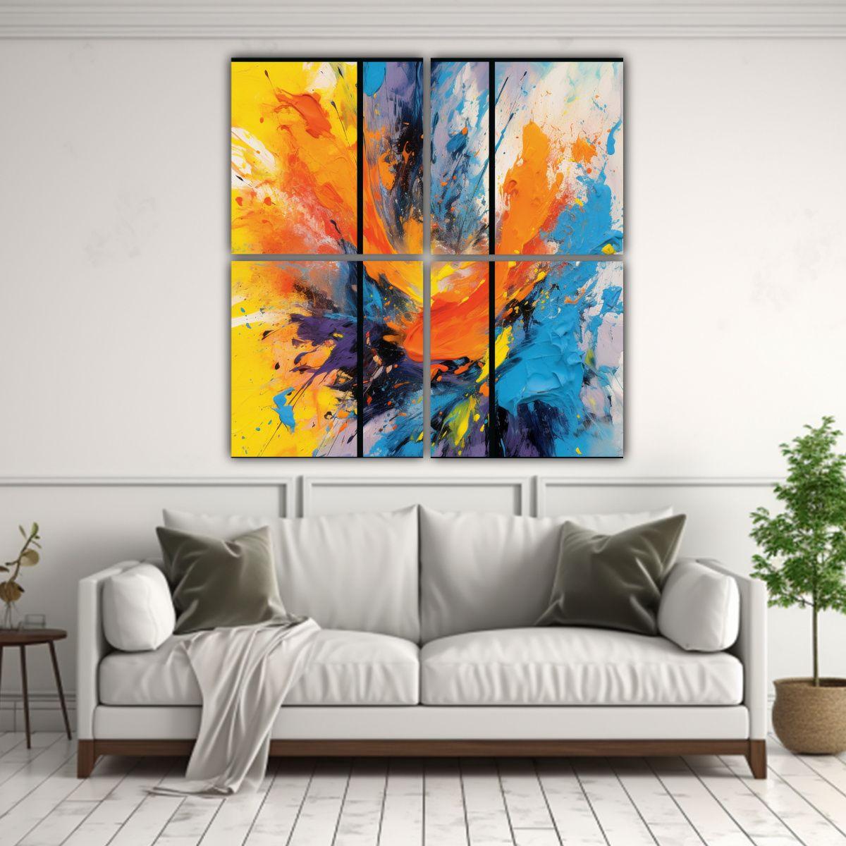 Cuadro Abstracto Líneas Finas Enigmático 140x140 Cm-2