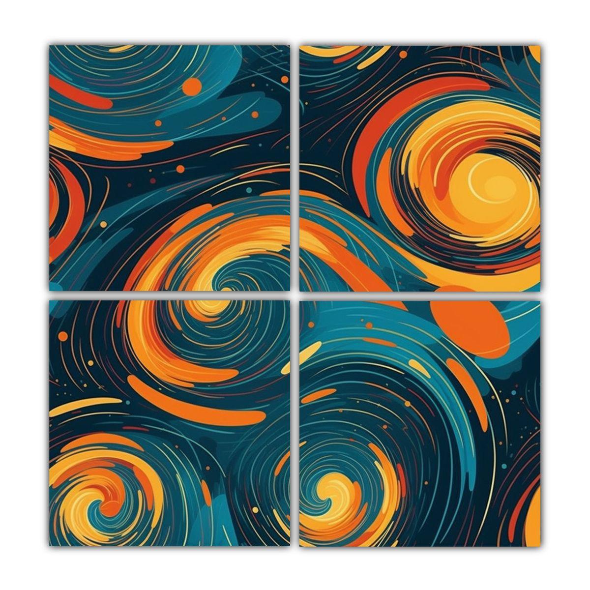 Telas En Bastidor Concepto Con Patrón Hipnótico 160x160 Cm-0