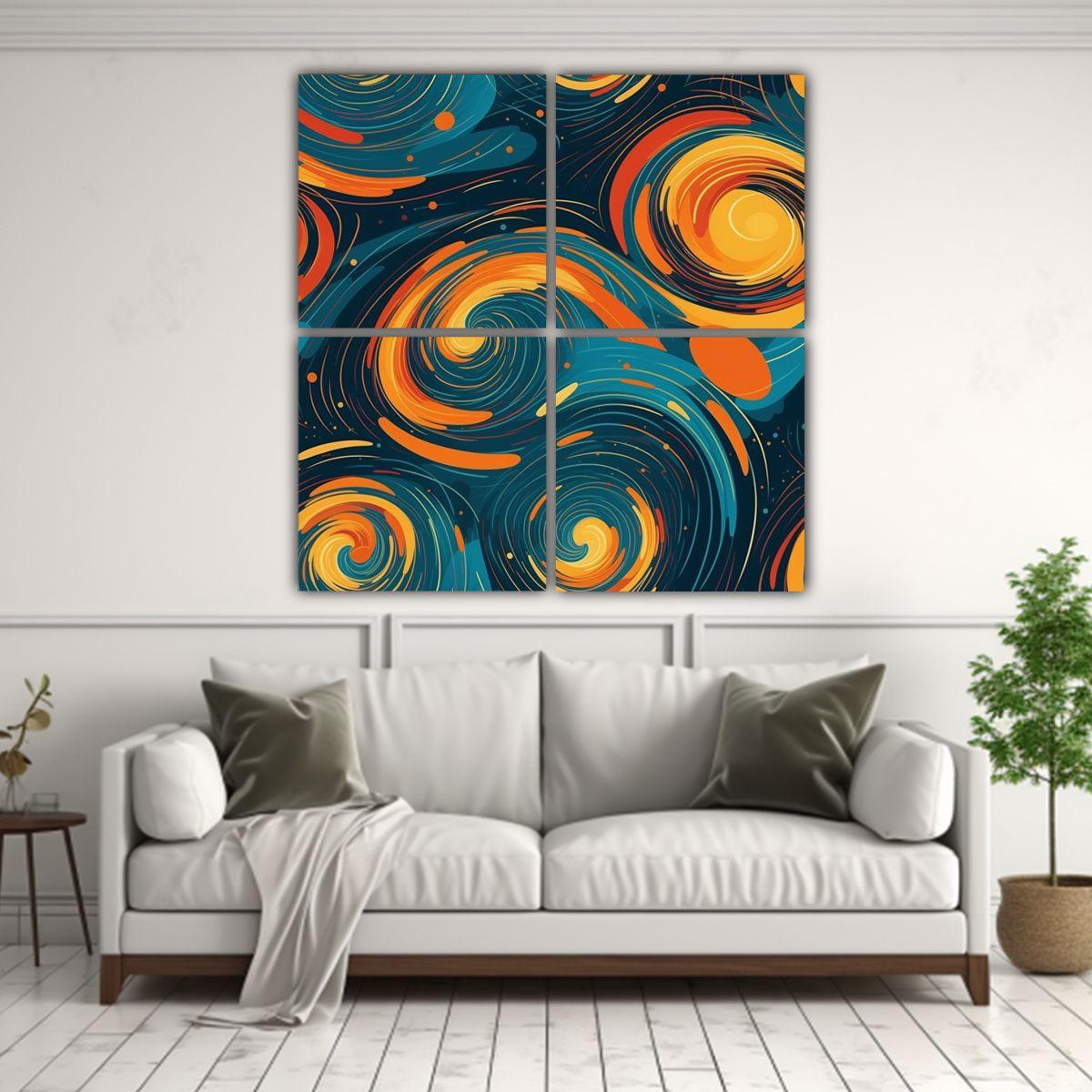 Telas En Bastidor Concepto Con Patrón Hipnótico 160x160 Cm-2