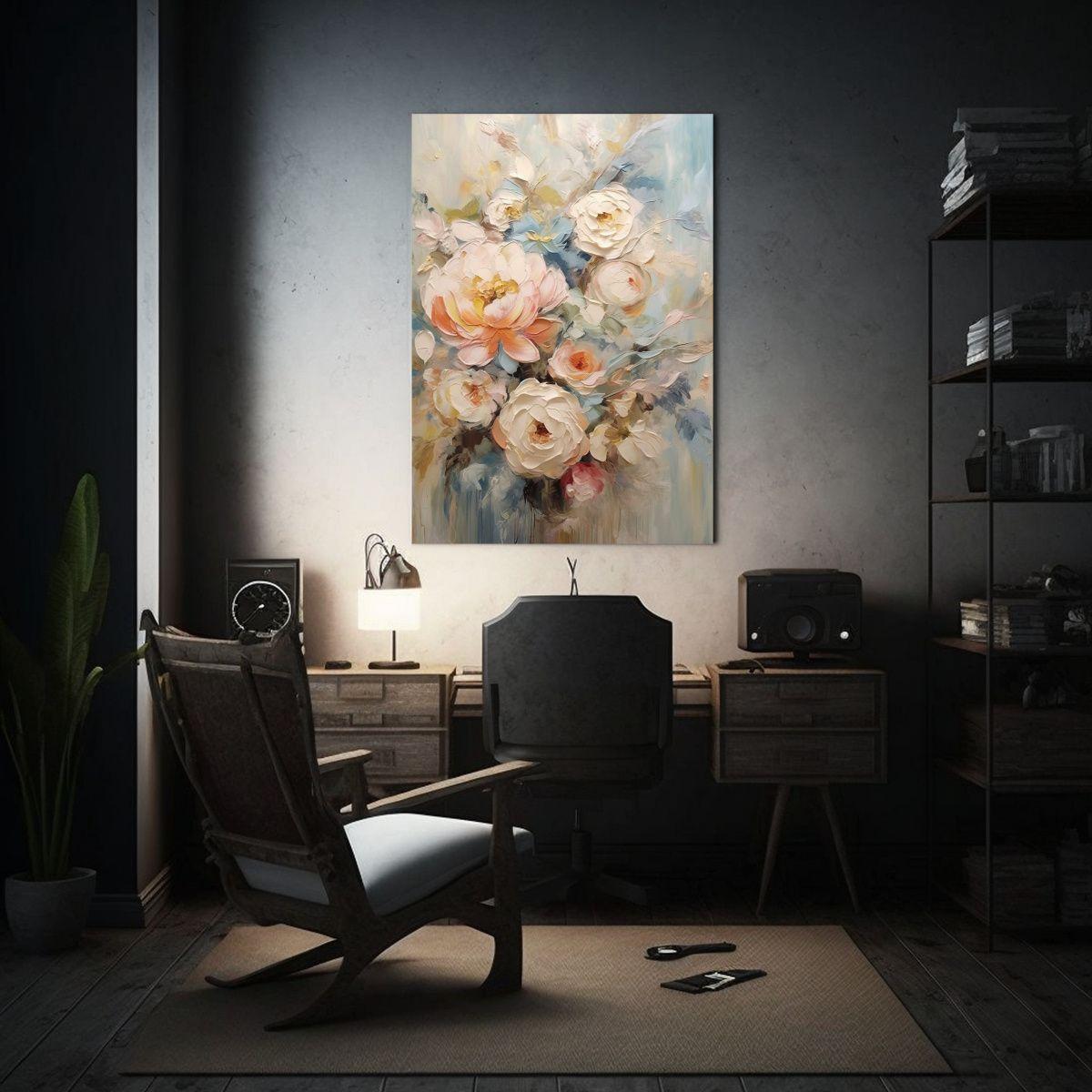 Pintura Abstracta De Adorno Floral Para Bodas, 80x120cm-2