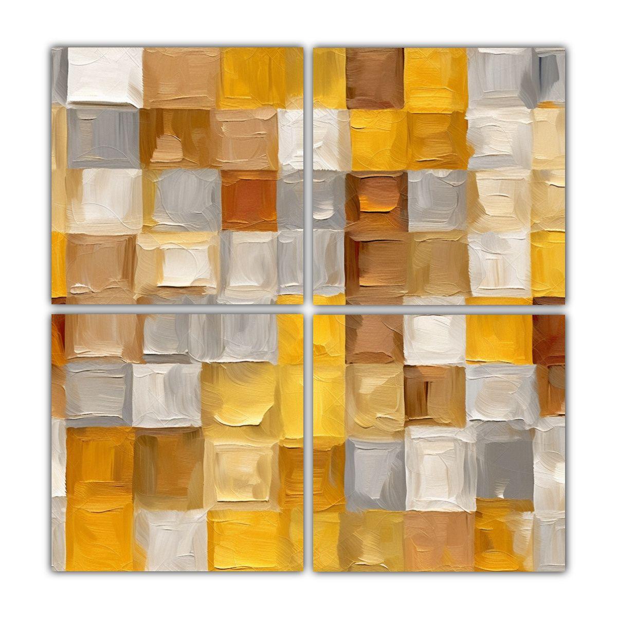 Cuadriptico Vanguardia Colores Vibrantes Taupe, 100x100 Cm-0