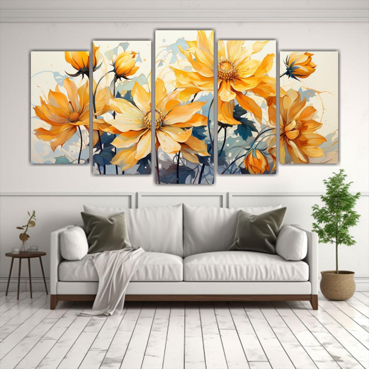 Pinturas Decorativas De Flores Crisantemos En 200x100 Cm-2