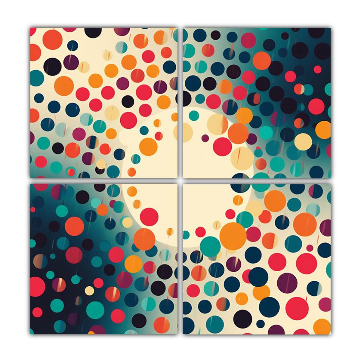 4 Cuadros Juveniles De Composición De Arte 80x80 Cm-0