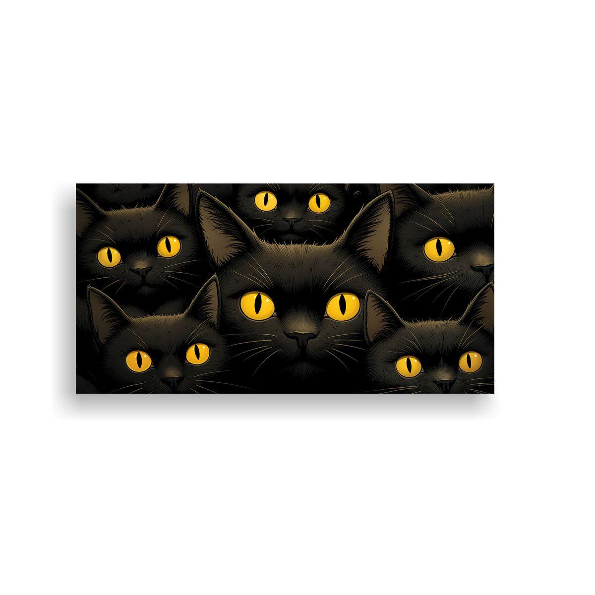 Pinturas De Lienzo Con Dibujo De Gatos Negros Y 40x20 Cm-0