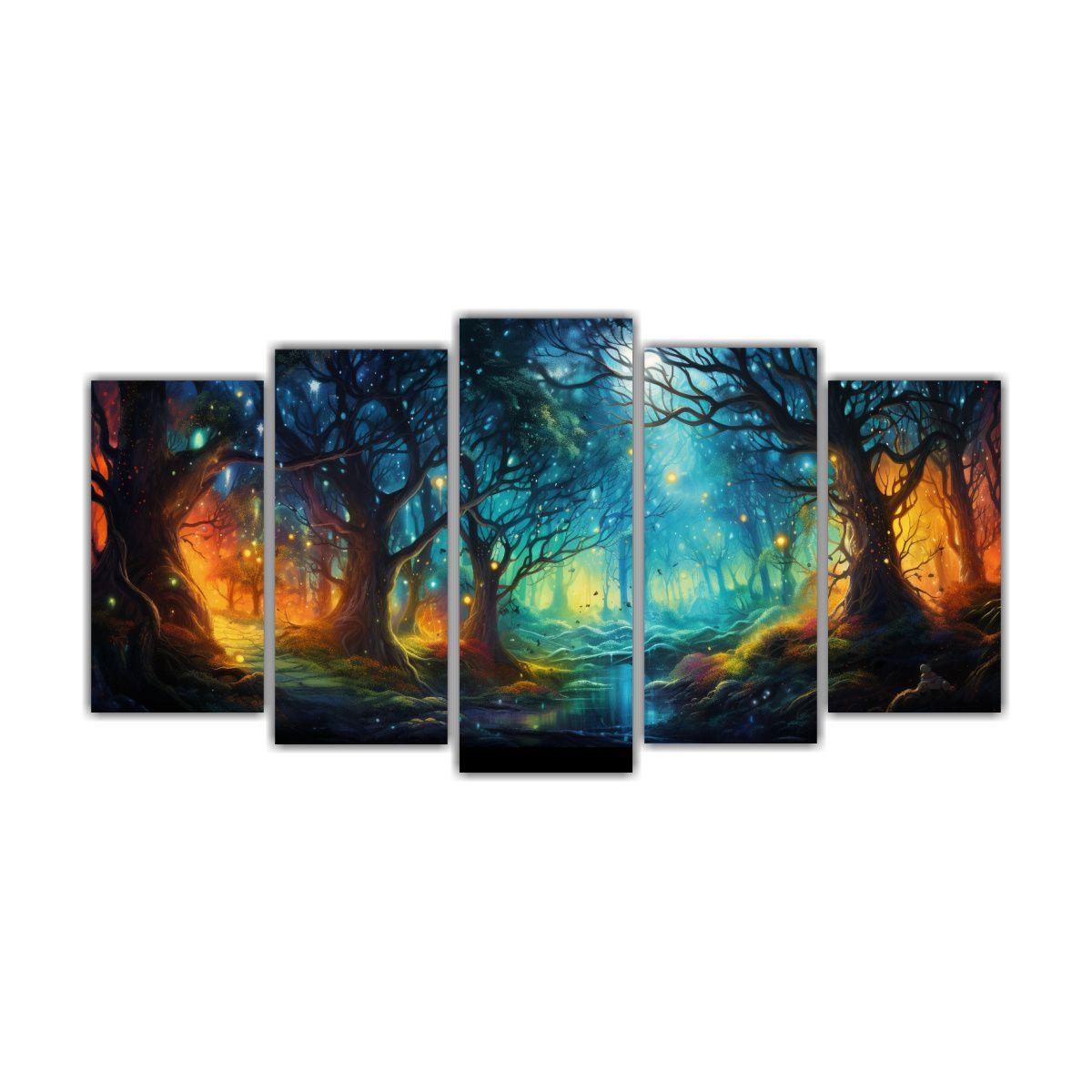 Pinturas Decorativas En Bastidor De Cinco Telas 100x50 Cm-0