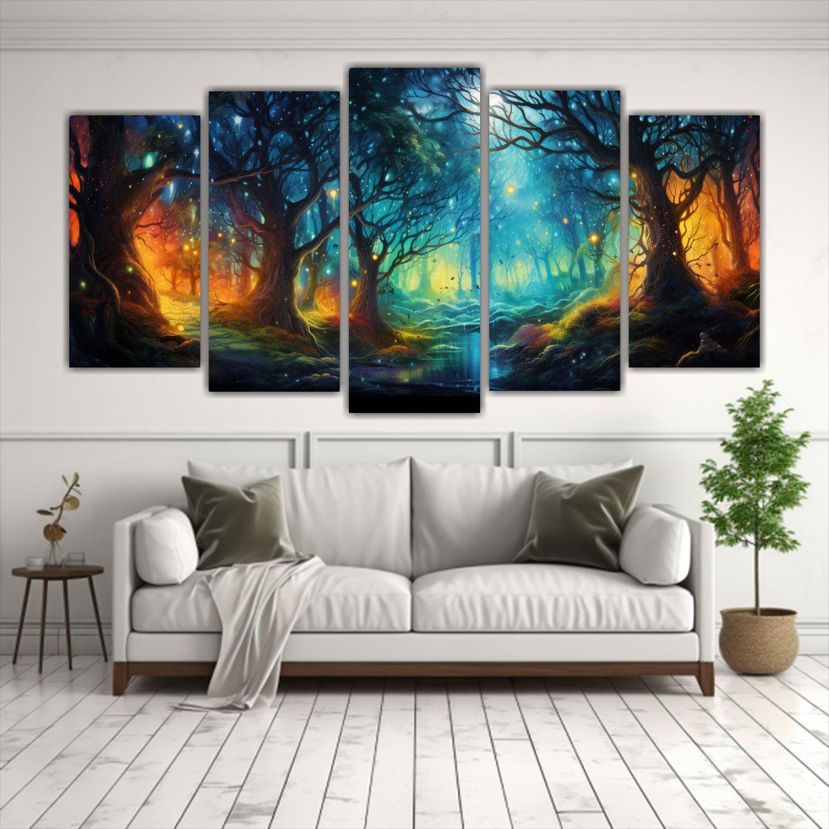 Pinturas Decorativas En Bastidor De Cinco Telas 100x50 Cm-2