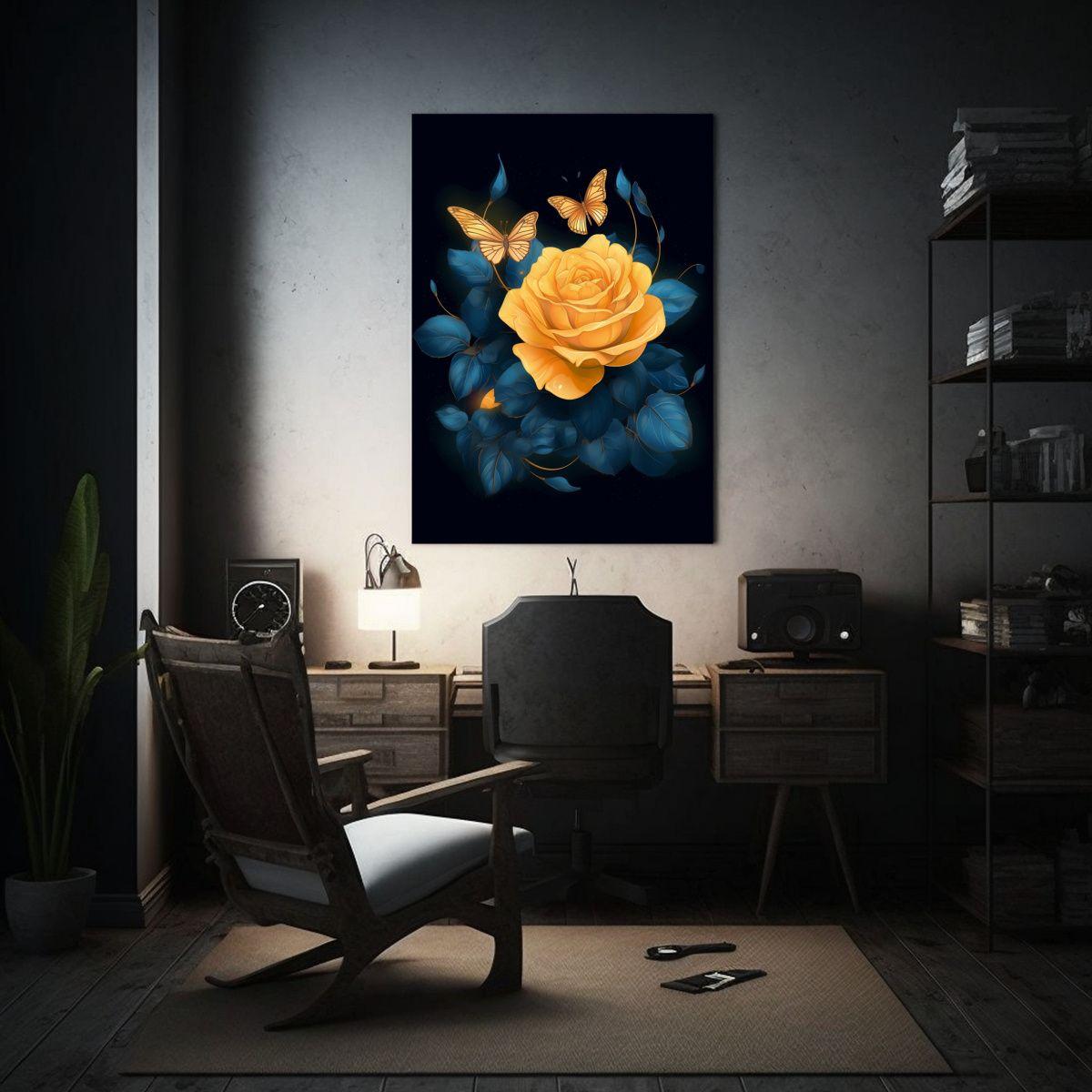 Cuadro De Tela Amarilla Con Efecto Fluorescente Y 50x75cm-2