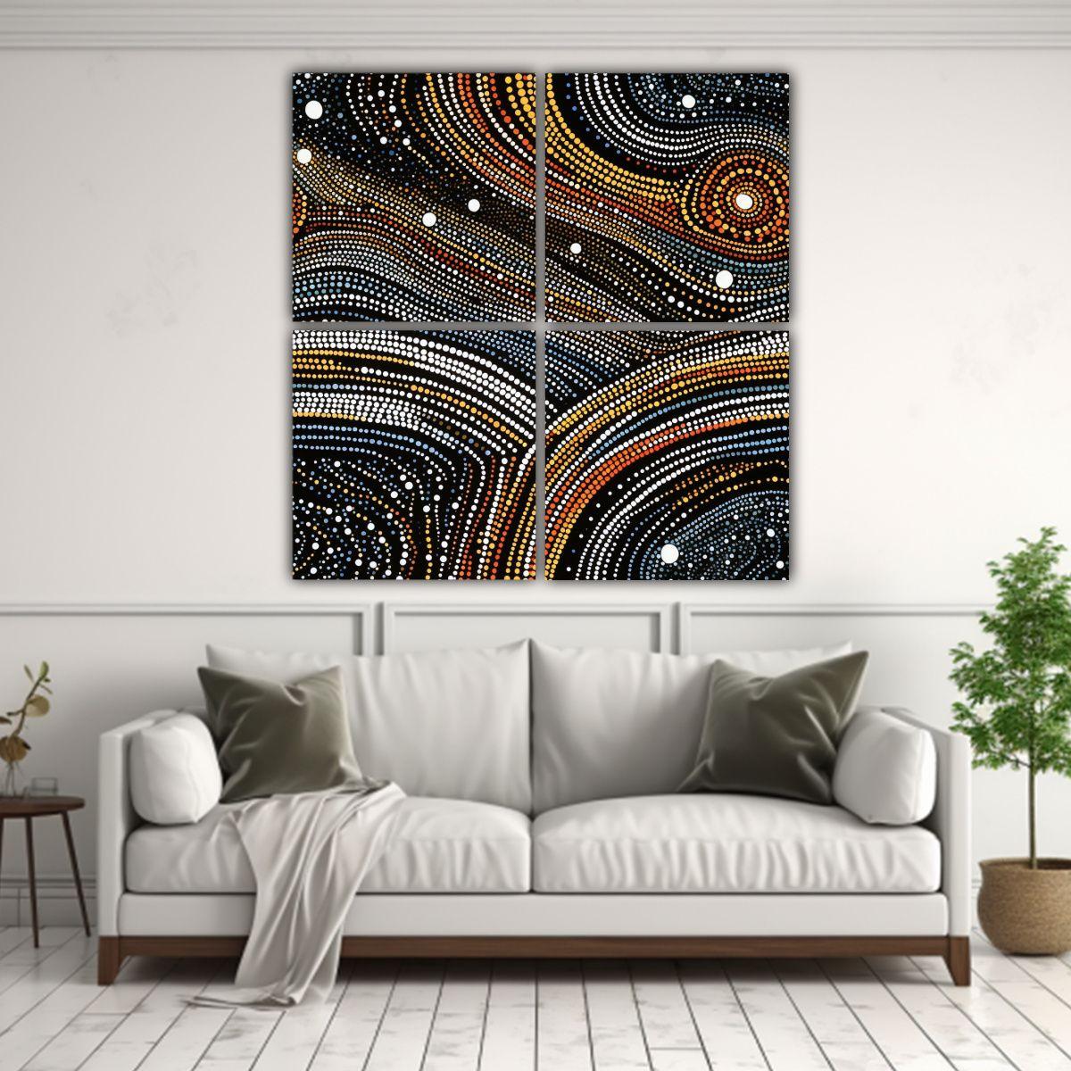 Pintura Artística Aborigen Para Decoración De 180x180 Cm-2