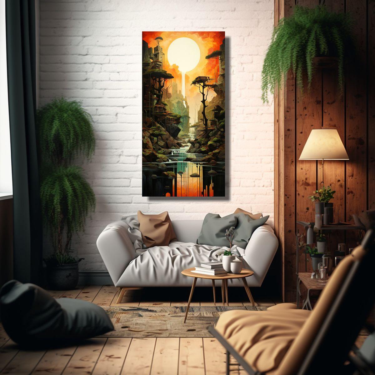 Cuadro Paisajes Abstractos Con Bastidor De Madera 60x120cm-2