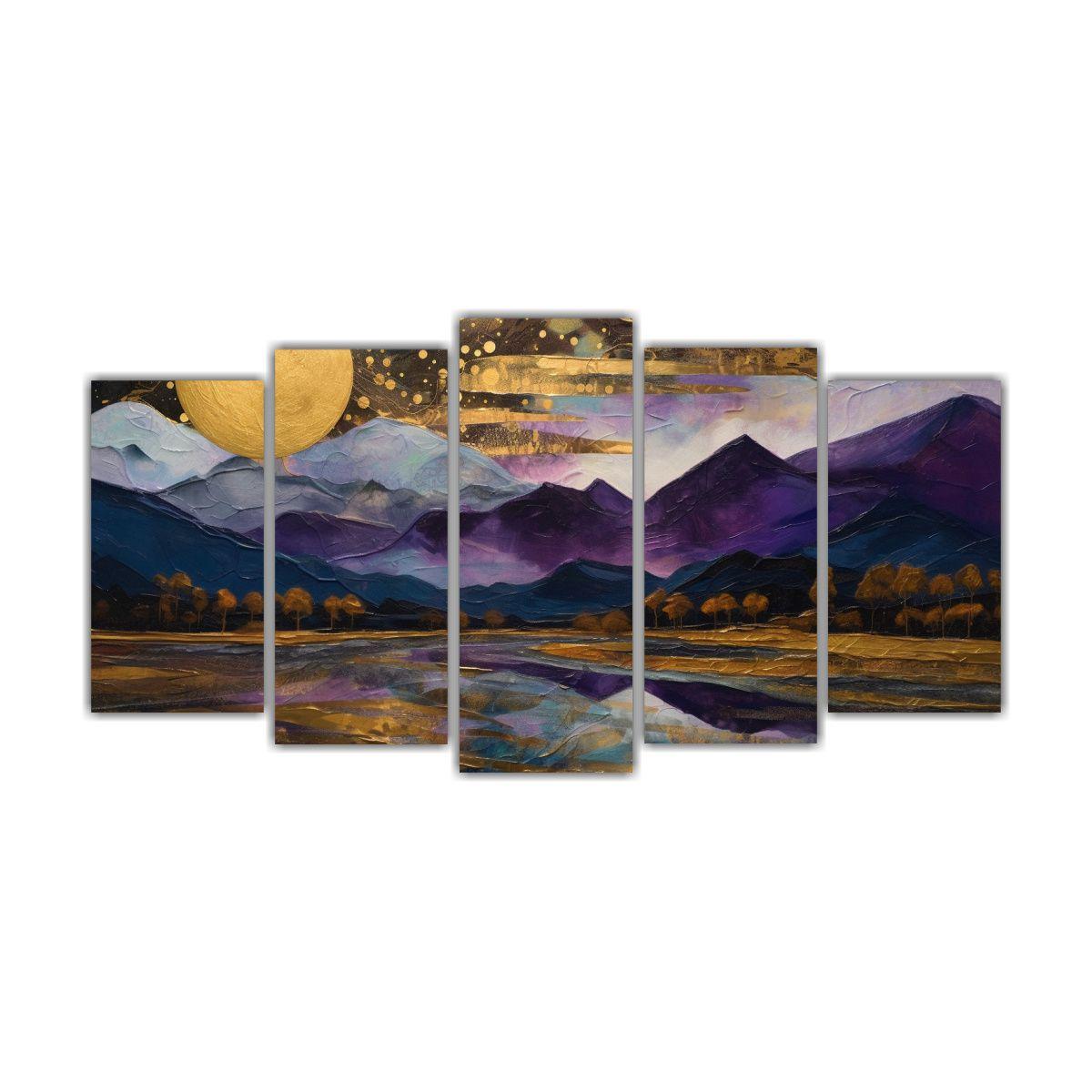 Pintura Abstracta De Luna Y Montañas En Arte De 100x50 Cm-0