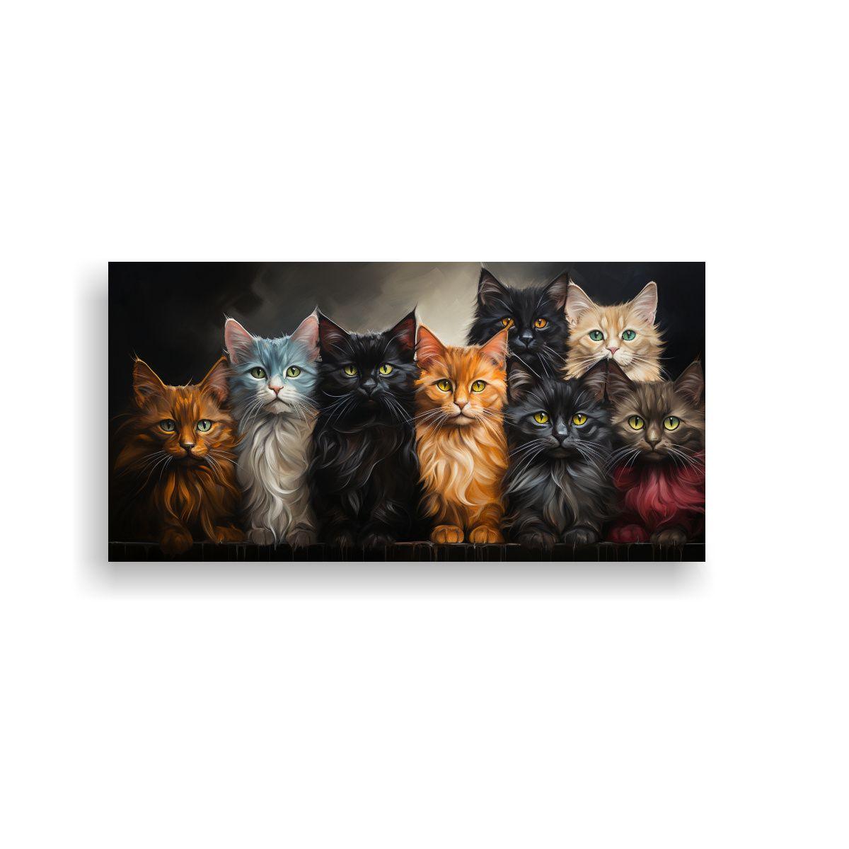 Cuadros De Pared Con Gatos En Colores Abstractos 40x20cm-0