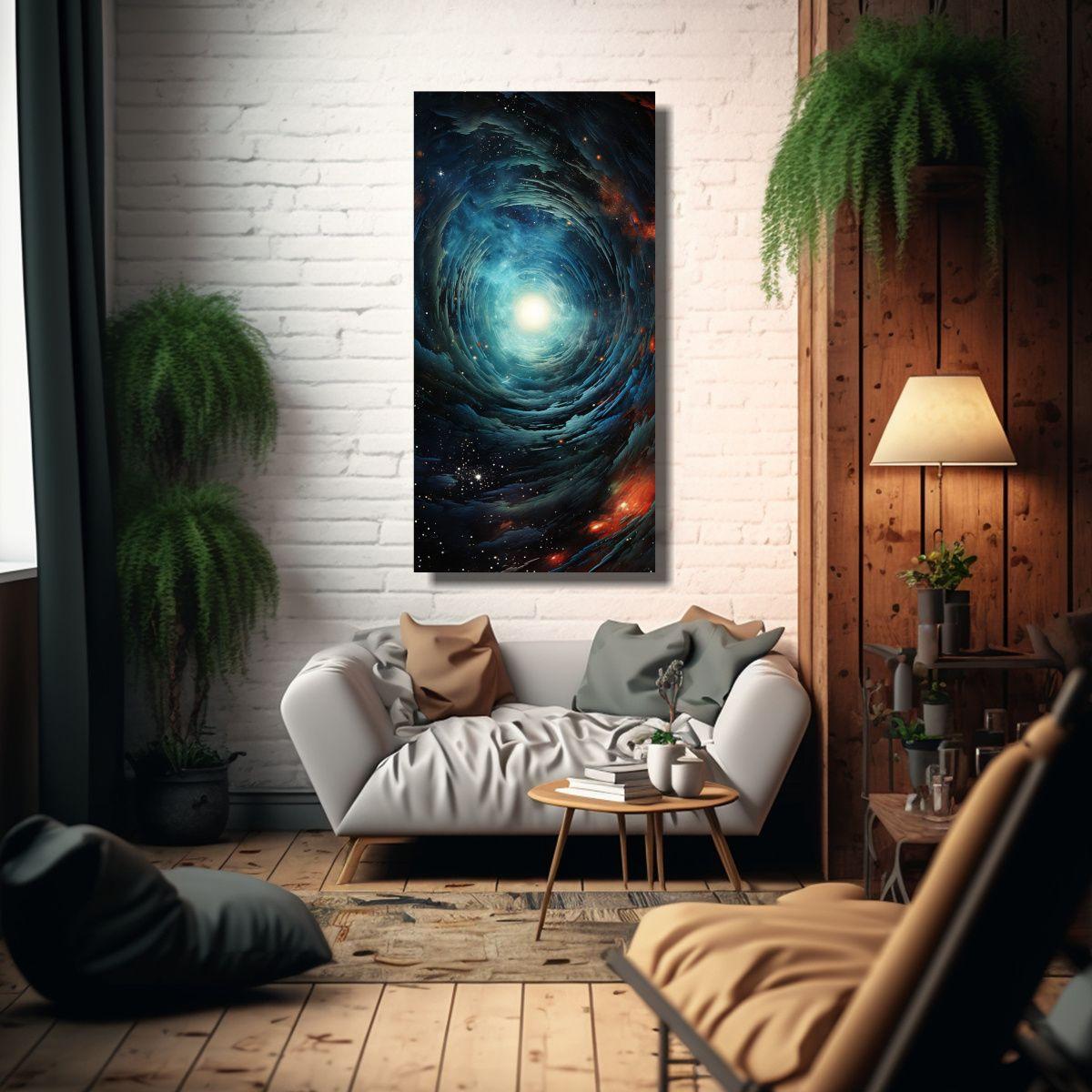 Pintura Decorativa En Bastidor: Viaje Abstracto 70x140 Cm-2