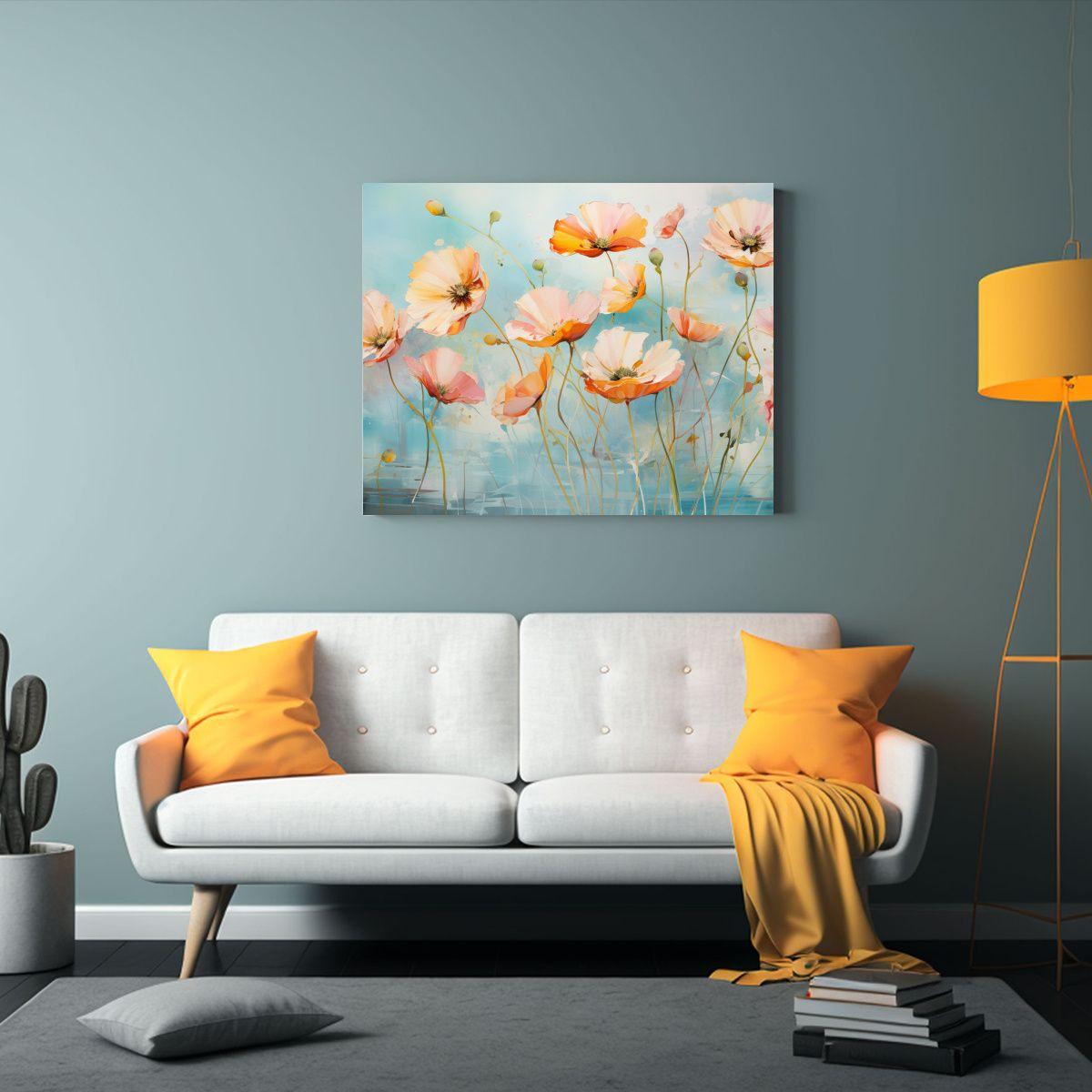 Pinturas Abstractas En Tonos Turquesa Y Rosa Para Decoració 120x80cm-2