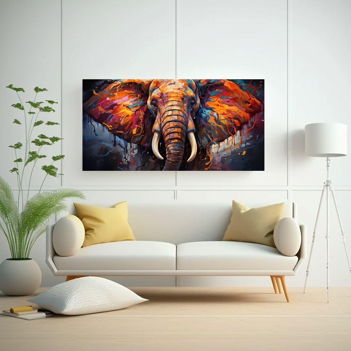 Lienzo Inspirador Elefante Asiático Estilo 60x30cm-2