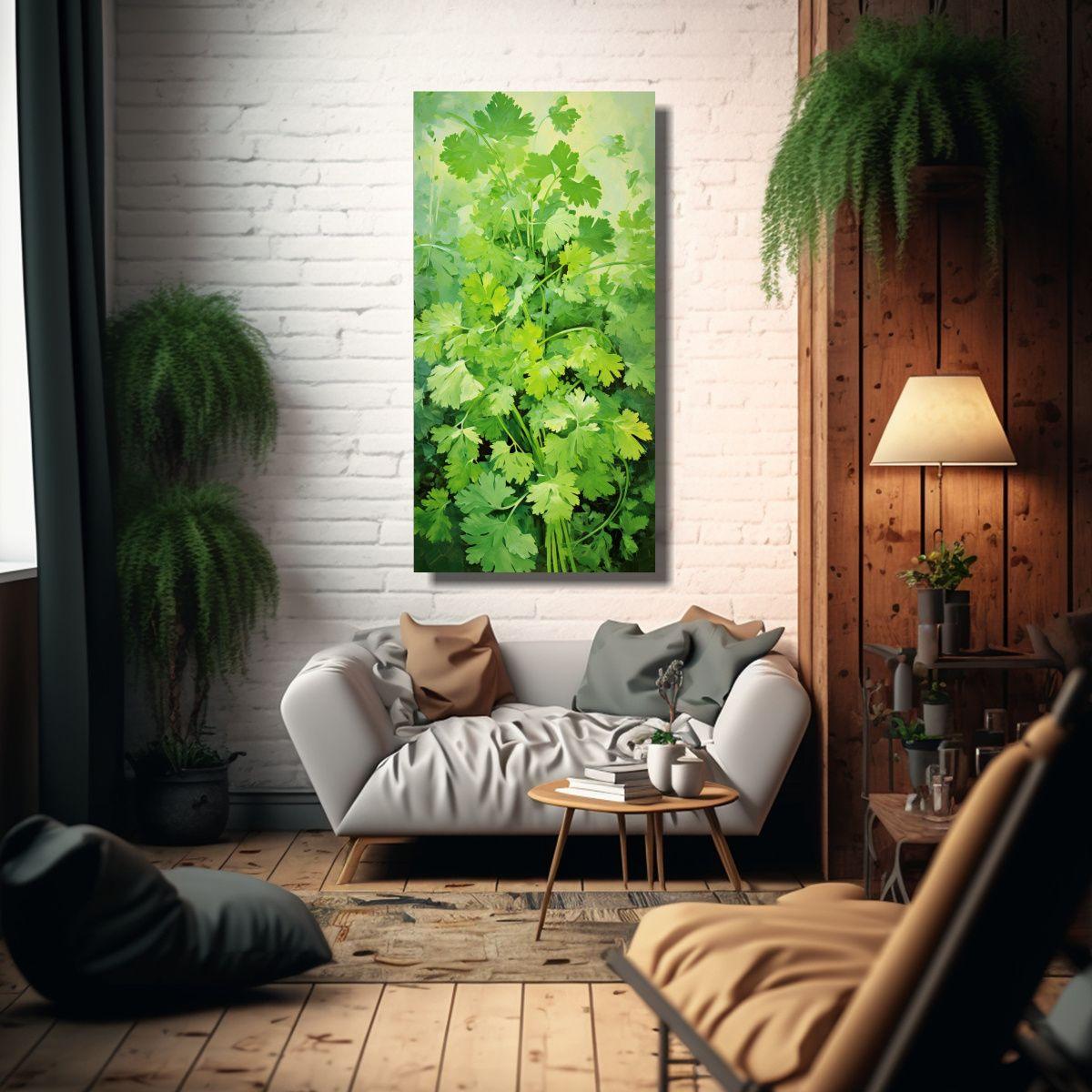 Pintura Abstracta De Hierbas De Perejil Duradera:  20x40cm-2