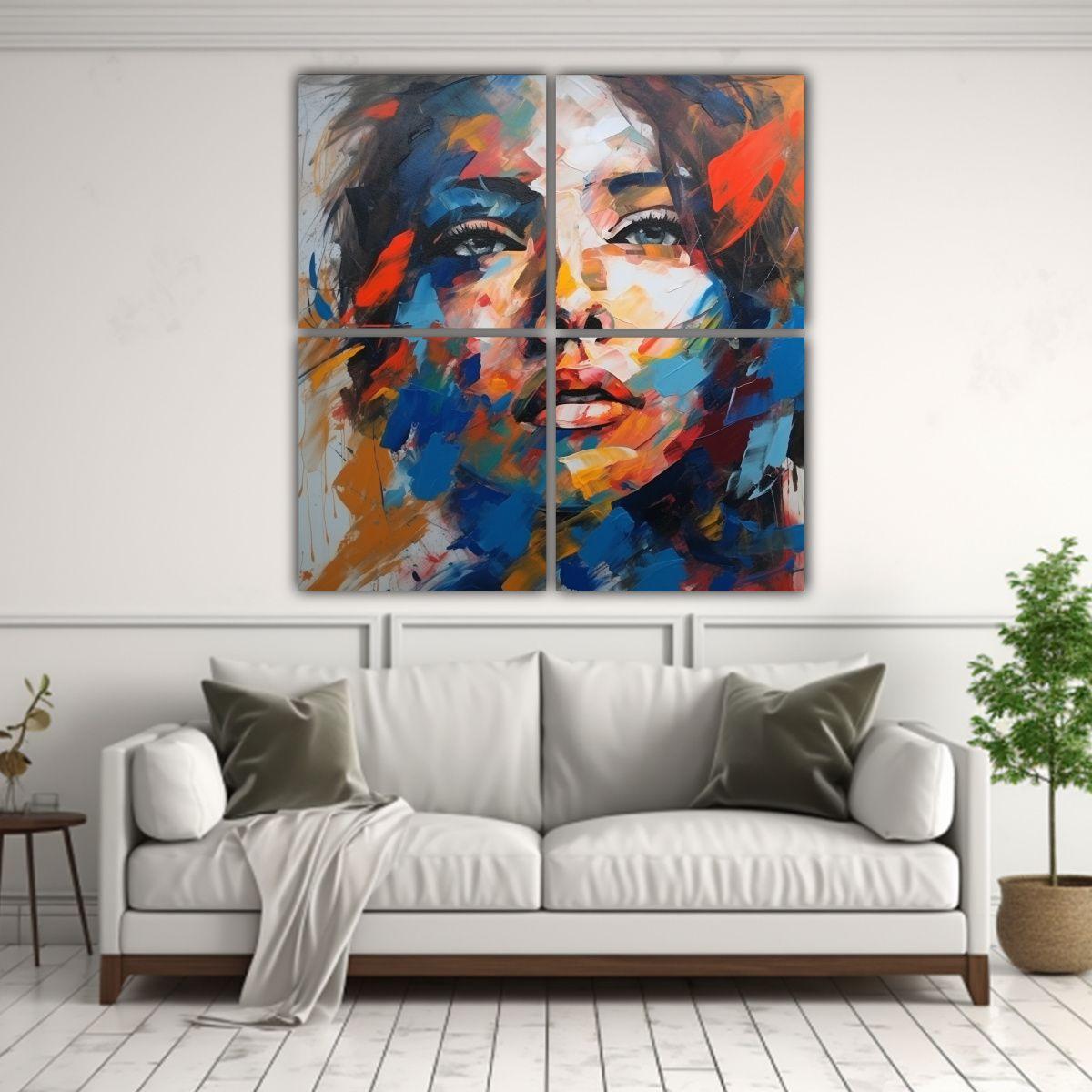 Pintura Decorativa Abstracta De Retrato Intenso 4 160x160 Cm-2