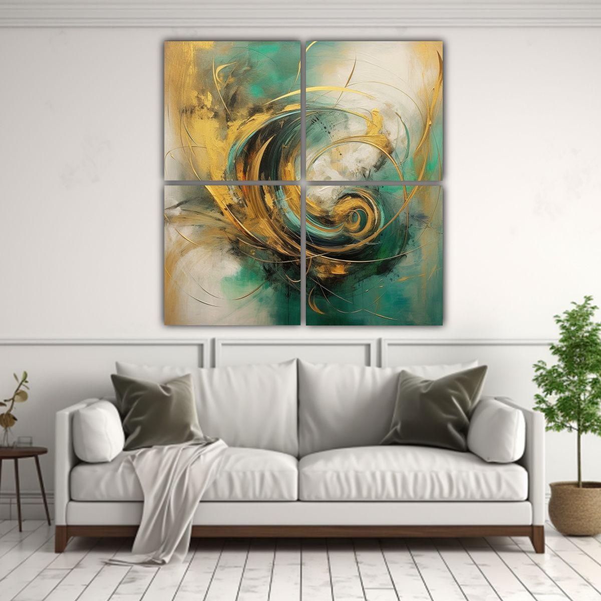 Cuadro Fantasía Elegante Con Detalles En Oro Y 200x200 Cm-2