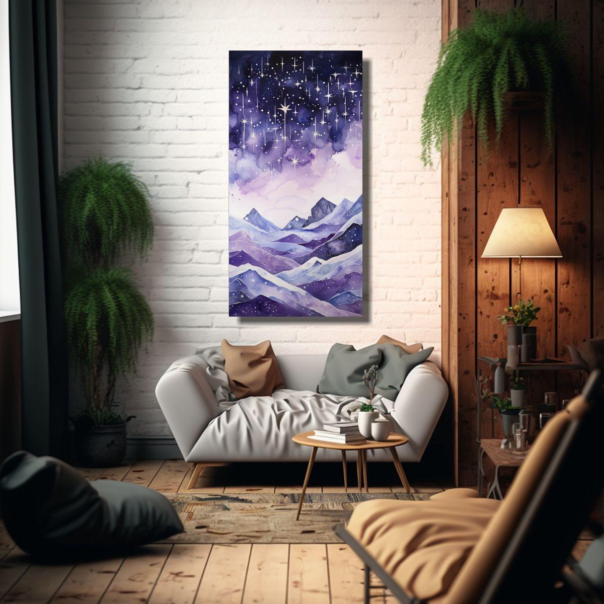 Cuadro Montañoso Clásico Con Estilo Elegante 20x40cm-2