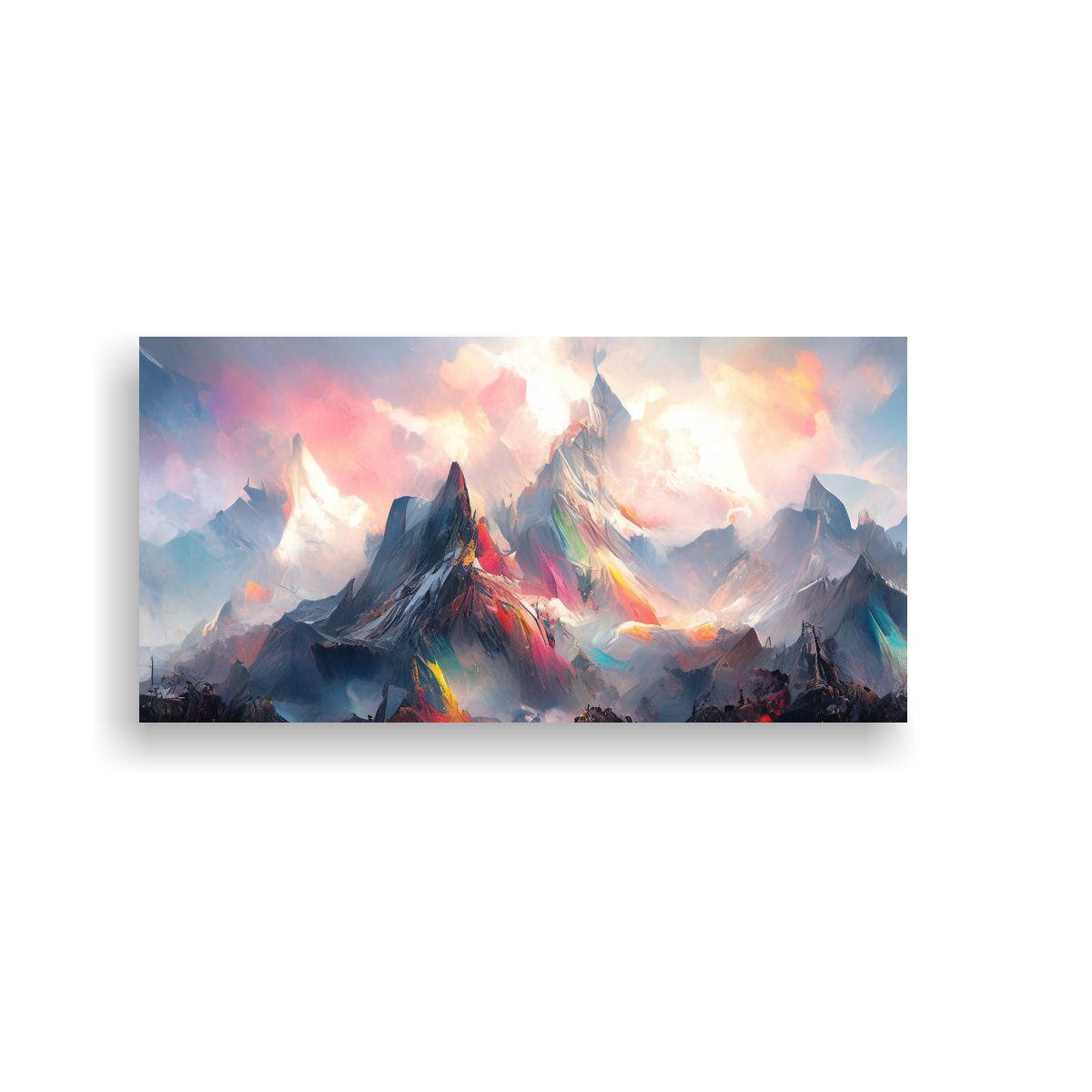 Pintura De Pared Abstracta: Montañas Famosas Con 60x30cm-0