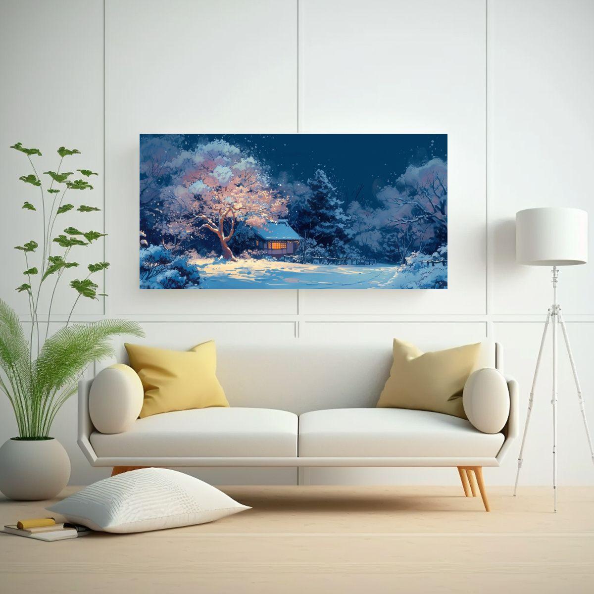 Cuadro De Invierno Encantador En El Estudio 80x40cm-2